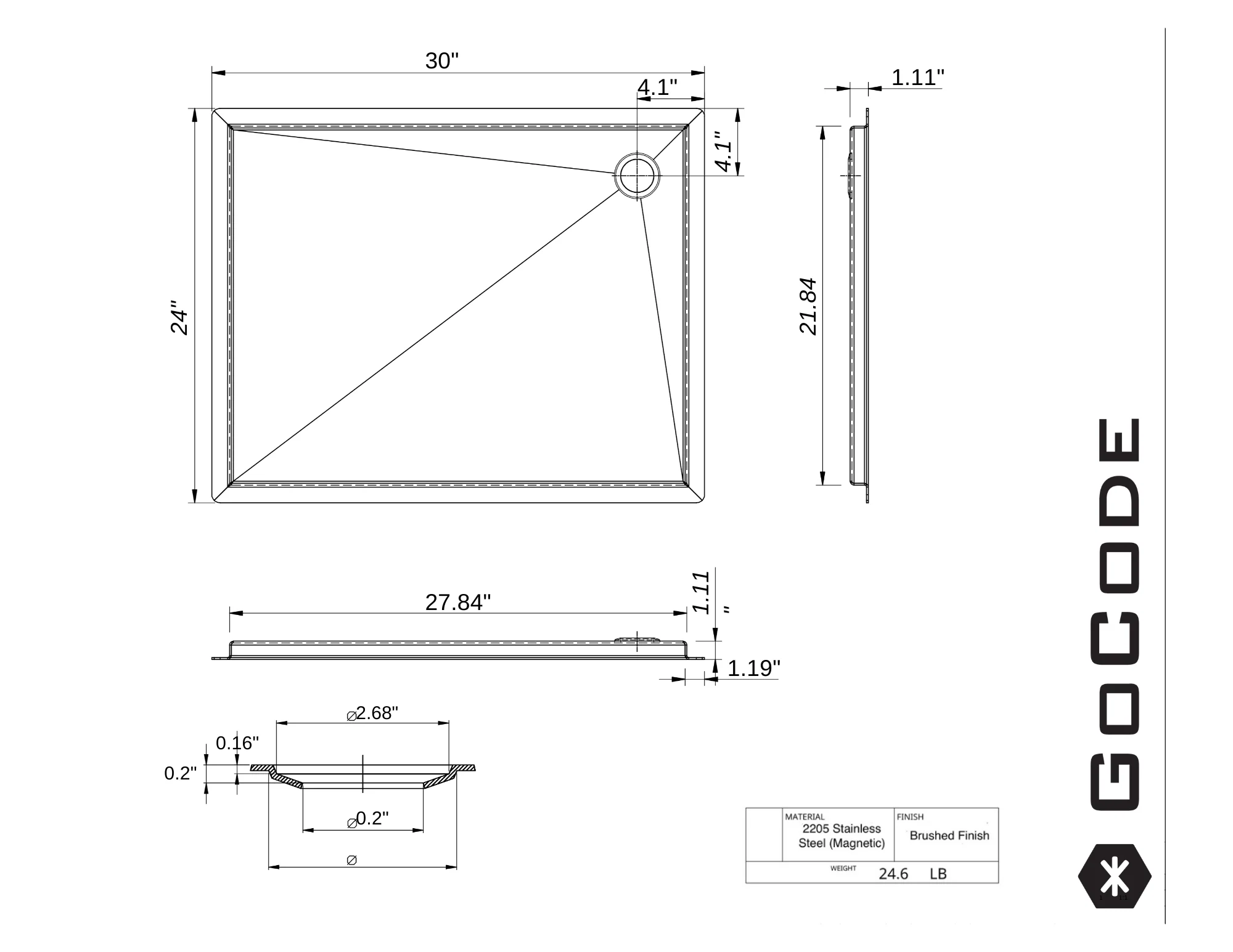 Tetravan In-Floor Shower Pan STAINLESS STEEL - Image 14